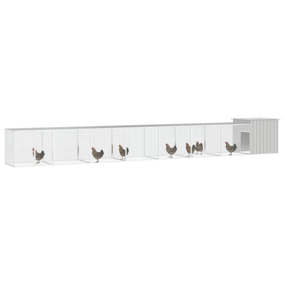vidaXL Coteț pentru păsări, gri, 800x91x100 cm, oțel galvanizat