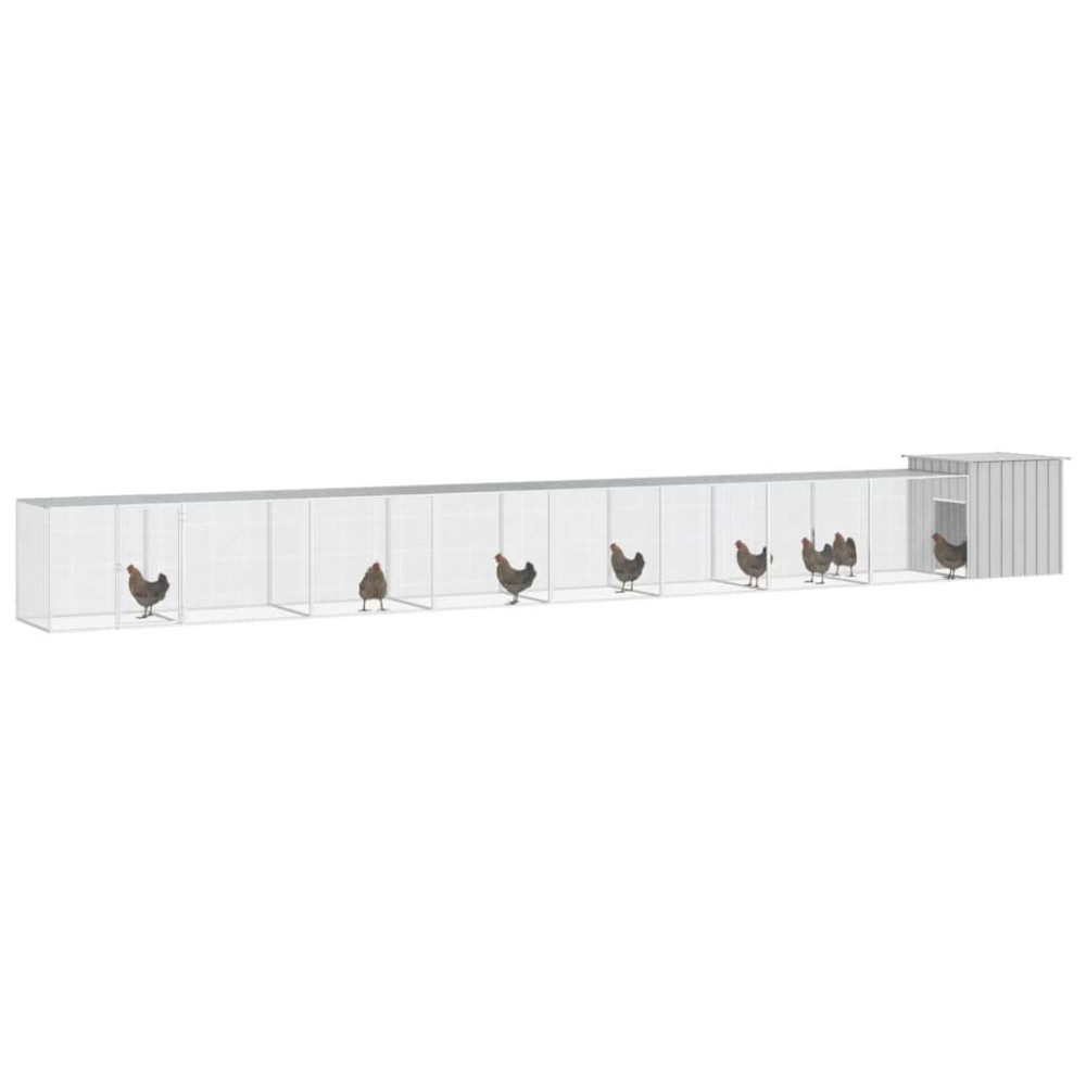 vidaXL Coteț pentru păsări, gri, 900x91x100 cm, oțel galvanizat