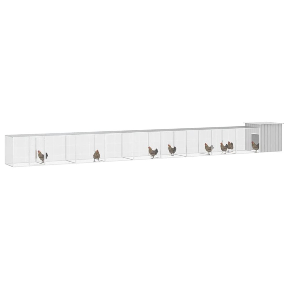 vidaXL Coteț pentru păsări, gri, 1000x91x100 cm, oțel galvanizat