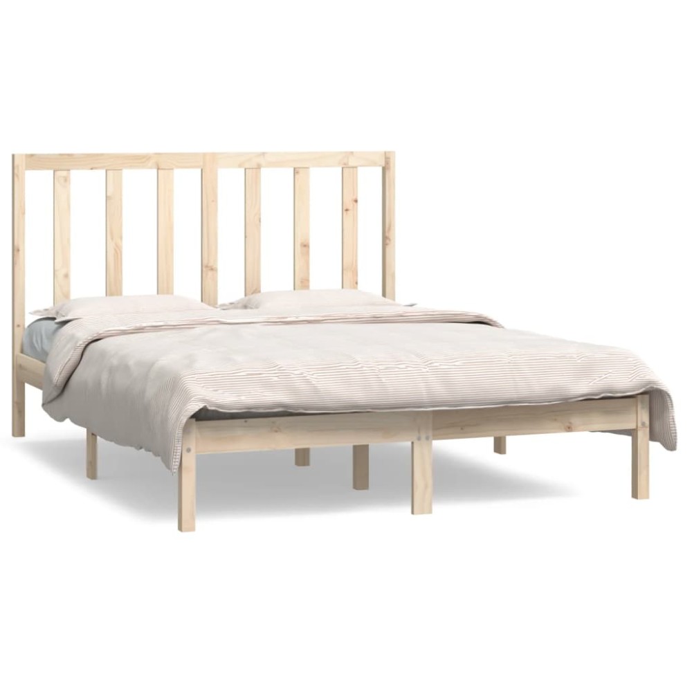 vidaXL Cadru de pat fără saltea, 135x190 cm, lemn masiv de pin