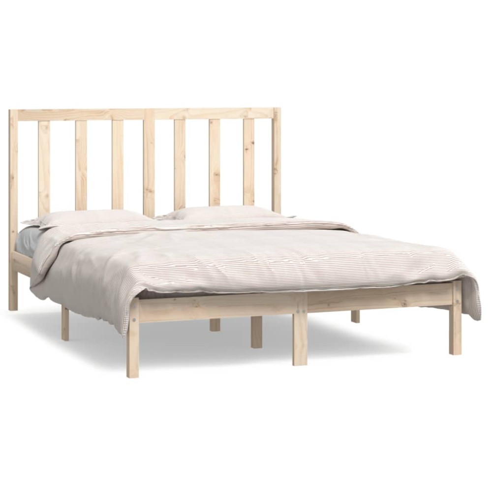 vidaXL Cadru de pat fără saltea, 140x190 cm, lemn masiv de pin