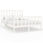 vidaXL Cadru de pat fără saltea, alb, 140x190 cm, lemn masiv de pin