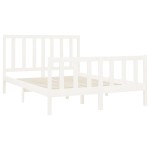 vidaXL Cadru de pat fără saltea, alb, 140x190 cm, lemn masiv de pin