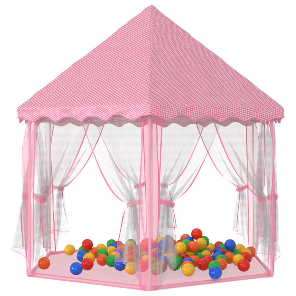vidaXL Cort de joacă Princess cu 250 de bile, roz, 133x140 cm