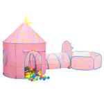 vidaXL Cort de joacă pentru copii cu 250 bile, roz, 301x120x128 cm