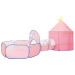 vidaXL Cort de joacă pentru copii cu 250 bile, roz, 301x120x128 cm