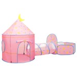 vidaXL Cort de joacă pentru copii cu 250 bile, roz, 301x120x128 cm
