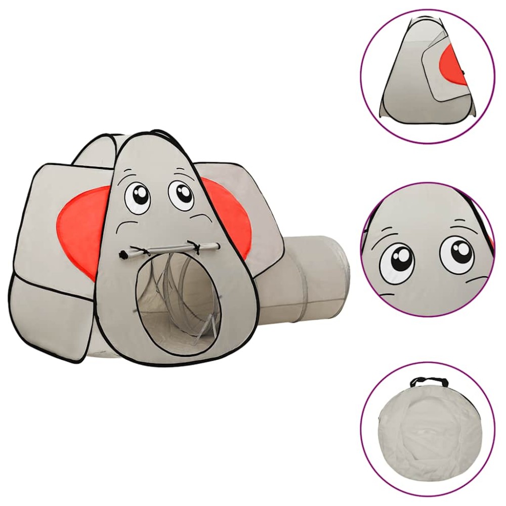 vidaXL Cort de joacă elefant pentru copii 250 bile, gri, 174x86x101 cm