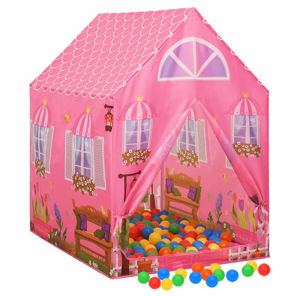 vidaXL Cort de joacă pentru copii cu 250 bile, roz, 69x94x104 cm