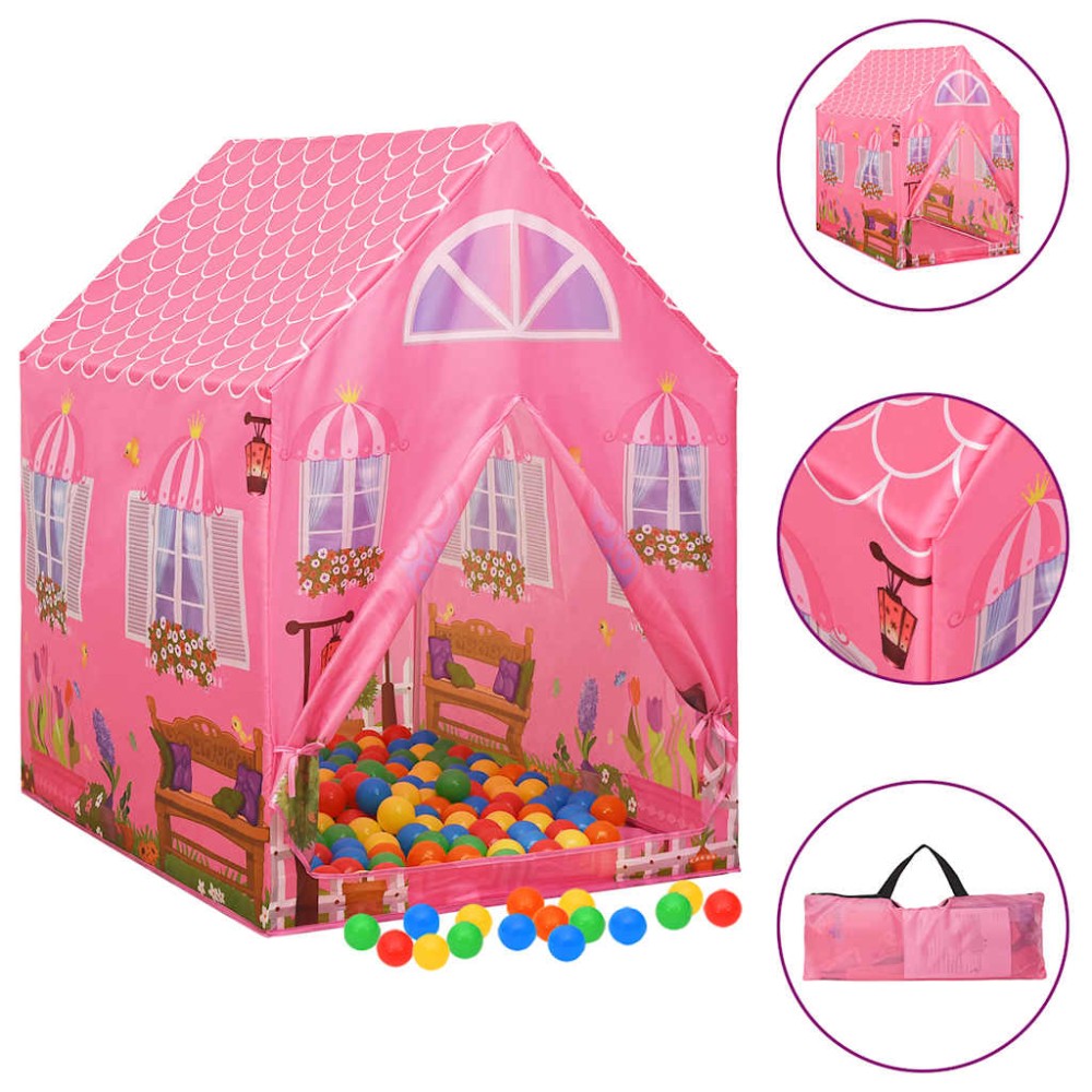 vidaXL Cort de joacă pentru copii cu 250 bile, roz, 69x94x104 cm