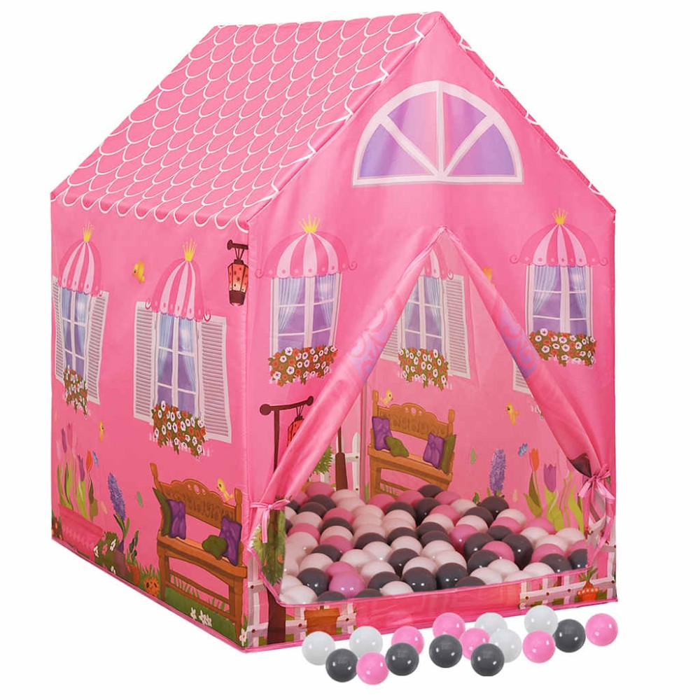 vidaXL Cort de joacă pentru copii cu 250 bile, roz, 69x94x104 cm