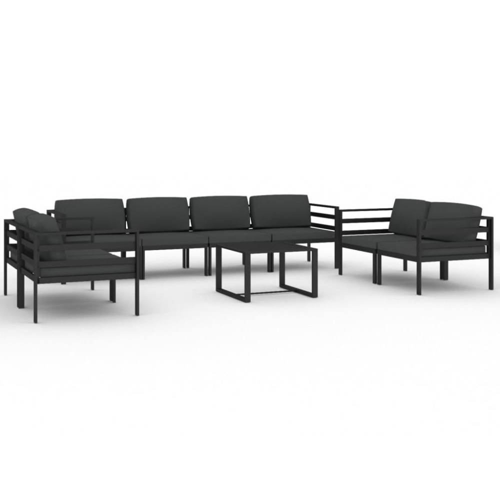 vidaXL Set mobilier de grădină cu perne, 9 piese, antracit, aluminiu