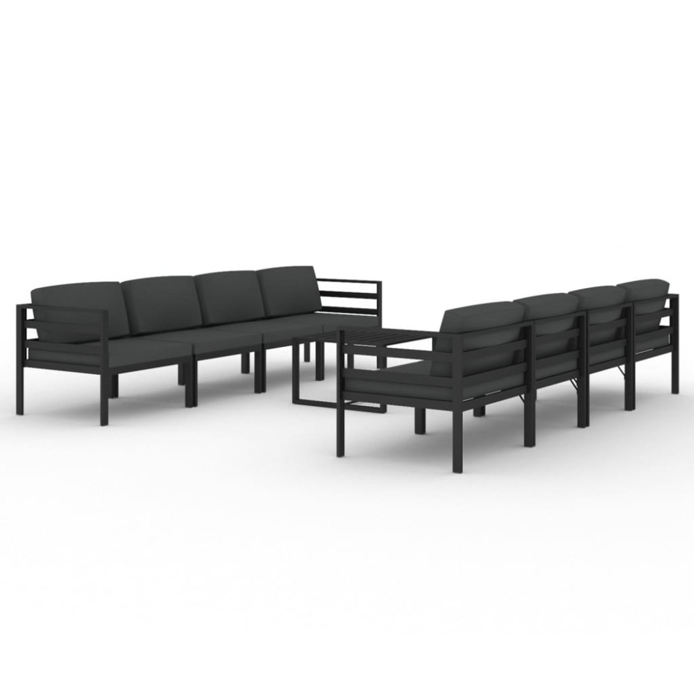 vidaXL Set mobilier de grădină cu perne, 9 piese, antracit, aluminiu