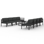 vidaXL Set mobilier de grădină cu perne, 9 piese, antracit, aluminiu vidaXL Set mobilier de grădină cu perne, 9 piese, antracit, aluminiu