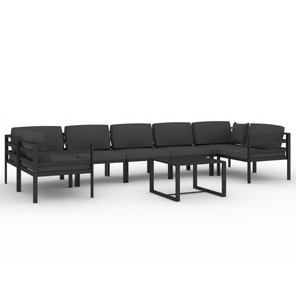 vidaXL Set mobilier de grădină cu perne, 8 piese, antracit, aluminiu