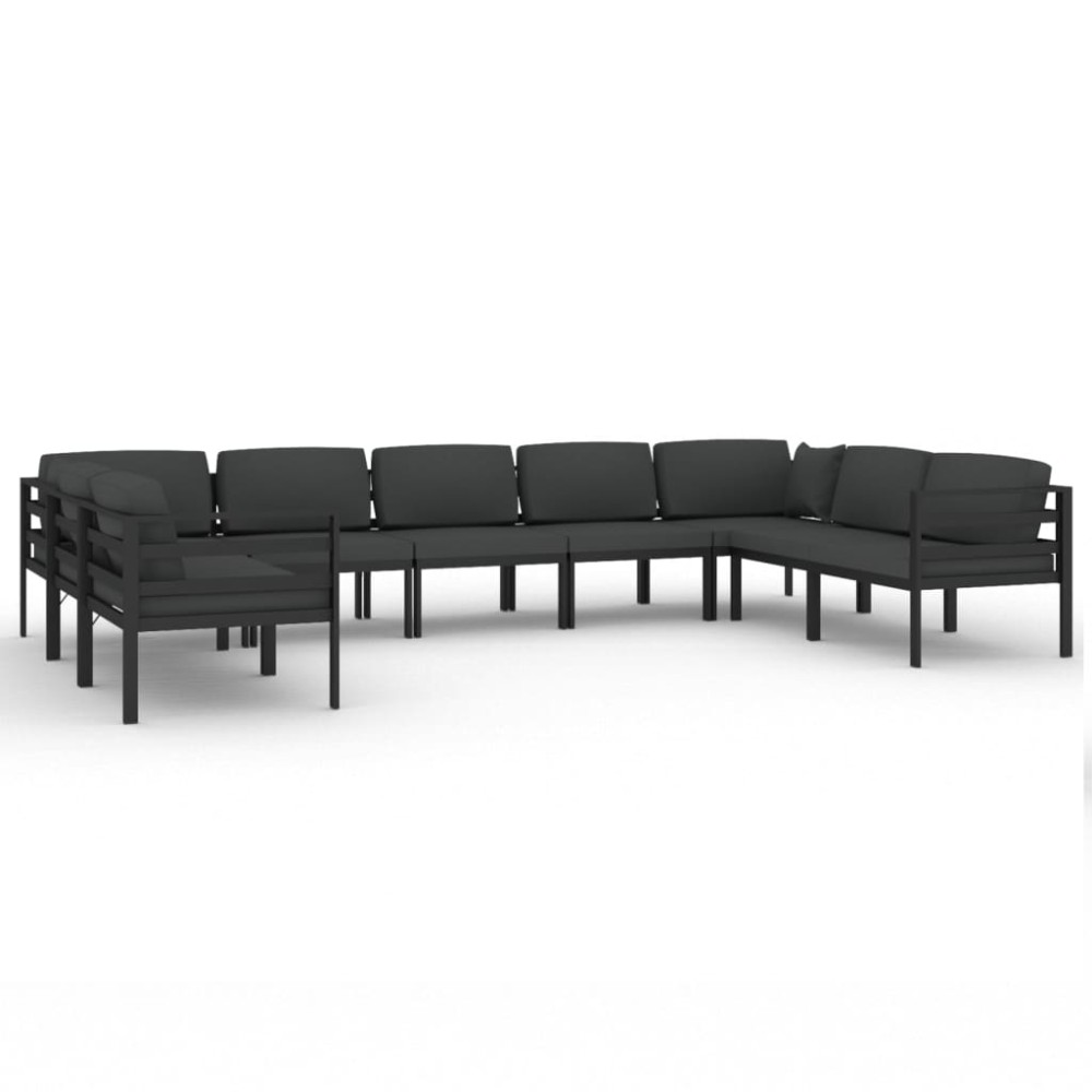 vidaXL Set mobilier de grădină cu perne, 9 piese, antracit, aluminiu