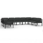 vidaXL Set mobilier de grădină cu perne, 9 piese, antracit, aluminiu vidaXL Set mobilier de grădină cu perne, 9 piese, antracit, aluminiu