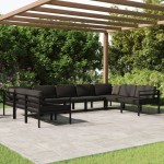 vidaXL Set mobilier de grădină cu perne, 9 piese, antracit, aluminiu vidaXL Set mobilier de grădină cu perne, 9 piese, antracit, aluminiu