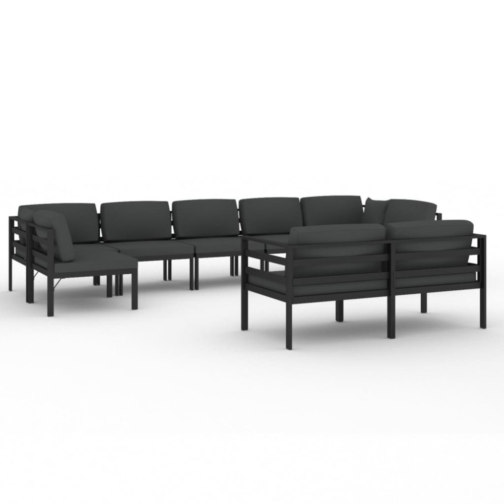 vidaXL Set mobilier de grădină cu perne, 9 piese, antracit, aluminiu