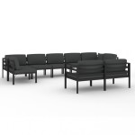 vidaXL Set mobilier de grădină cu perne, 9 piese, antracit, aluminiu