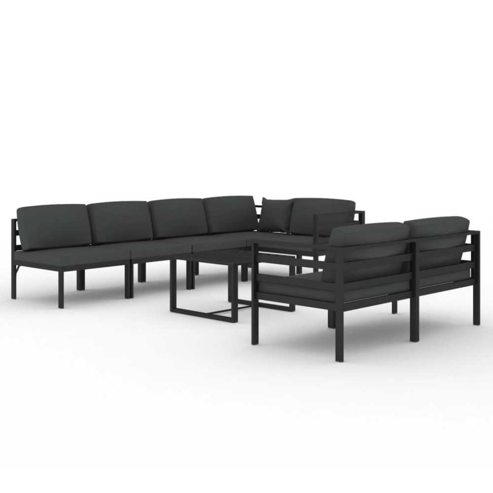 vidaXL Set mobilier de grădină cu perne, 8 piese, antracit, aluminiu