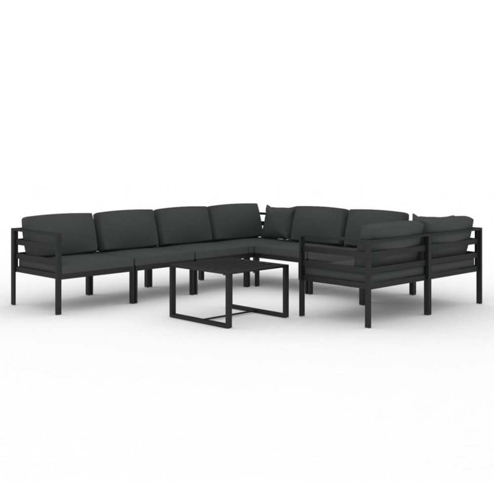 vidaXL Set mobilier de grădină cu perne, 9 piese, antracit, aluminiu
