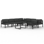 vidaXL Set mobilier de grădină cu perne, 9 piese, antracit, aluminiu vidaXL Set mobilier de grădină cu perne, 9 piese, antracit, aluminiu