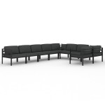 vidaXL Set mobilier de grădină cu perne, 9 piese, antracit, aluminiu vidaXL Set mobilier de grădină cu perne, 9 piese, antracit, aluminiu
