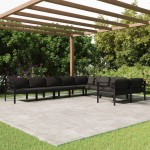 vidaXL Set mobilier de grădină cu perne, 9 piese, antracit, aluminiu vidaXL Set mobilier de grădină cu perne, 9 piese, antracit, aluminiu