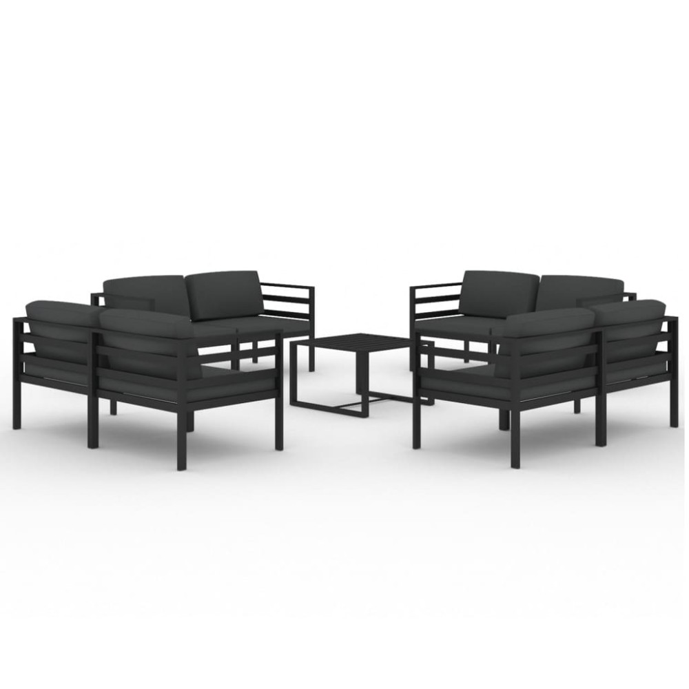 vidaXL Set mobilier de grădină cu perne, 9 piese, antracit, aluminiu