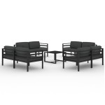 vidaXL Set mobilier de grădină cu perne, 9 piese, antracit, aluminiu vidaXL Set mobilier de grădină cu perne, 9 piese, antracit, aluminiu