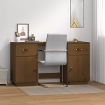 vidaXL Birou cu dulapuri, maro miere, 135x50x75 cm, lemn masiv de pin vidaXL Birou cu dulapuri, maro miere, 135x50x75 cm, lemn masiv de pin
