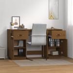vidaXL Birou cu dulapuri, maro miere, 135x50x75 cm, lemn masiv de pin vidaXL Birou cu dulapuri, maro miere, 135x50x75 cm, lemn masiv de pin