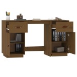 vidaXL Birou cu dulapuri, maro miere, 135x50x75 cm, lemn masiv de pin vidaXL Birou cu dulapuri, maro miere, 135x50x75 cm, lemn masiv de pin