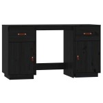 vidaXL Birou cu dulapuri, negru, 135x50x75 cm, lemn masiv de pin vidaXL Birou cu dulapuri, negru, 135x50x75 cm, lemn masiv de pin