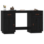 vidaXL Birou cu dulapuri, negru, 135x50x75 cm, lemn masiv de pin vidaXL Birou cu dulapuri, negru, 135x50x75 cm, lemn masiv de pin