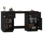 vidaXL Birou cu dulapuri, negru, 135x50x75 cm, lemn masiv de pin vidaXL Birou cu dulapuri, negru, 135x50x75 cm, lemn masiv de pin