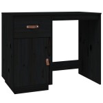 vidaXL Birou cu dulapuri, negru, 135x50x75 cm, lemn masiv de pin vidaXL Birou cu dulapuri, negru, 135x50x75 cm, lemn masiv de pin