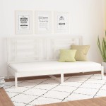 vidaXL Pat de zi fără saltea, alb, 80x200 cm, lemn masiv pin vidaXL Pat de zi fără saltea, alb, 80x200 cm, lemn masiv pin