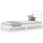 vidaXL Pat de zi extensibil, alb, 2x(90x200) cm, lemn masiv de pin