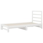 vidaXL Pat de zi extensibil, alb, 2x(90x200) cm, lemn masiv de pin