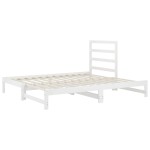 vidaXL Pat de zi extensibil, alb, 2x(90x200) cm, lemn masiv de pin