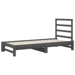 vidaXL Pat de zi extensibil, gri, 2x(90x200) cm, lemn masiv de pin