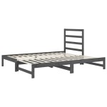 vidaXL Pat de zi extensibil, gri, 2x(90x200) cm, lemn masiv de pin