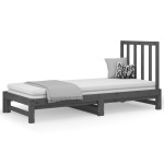 vidaXL Pat de zi extensibil, gri, 2x(90x200) cm, lemn masiv de pin
