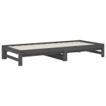 vidaXL Pat de zi extensibil, gri, 2x(90x200) cm, lemn masiv de pin