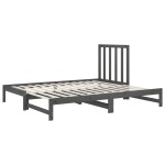vidaXL Pat de zi extensibil, gri, 2x(90x200) cm, lemn masiv de pin