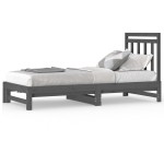 vidaXL Pat de zi extensibil, gri, 2x(90x200) cm, lemn masiv de pin