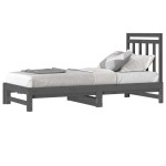 vidaXL Pat de zi extensibil, gri, 2x(90x200) cm, lemn masiv de pin