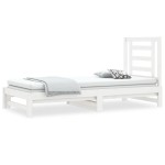 vidaXL Pat de zi extensibil, alb, 2x(90x200) cm, lemn masiv de pin